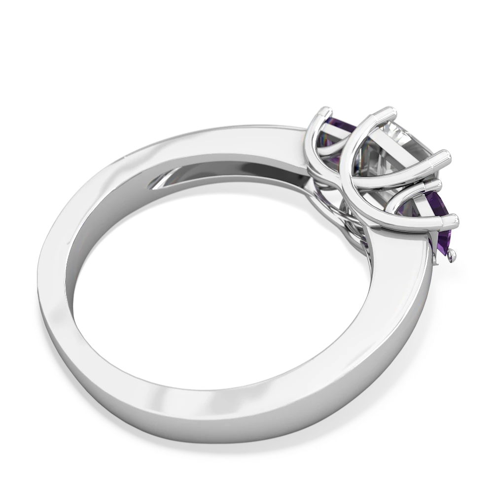White Topaz Three Stone Trellis 14K White Gold ring R4015