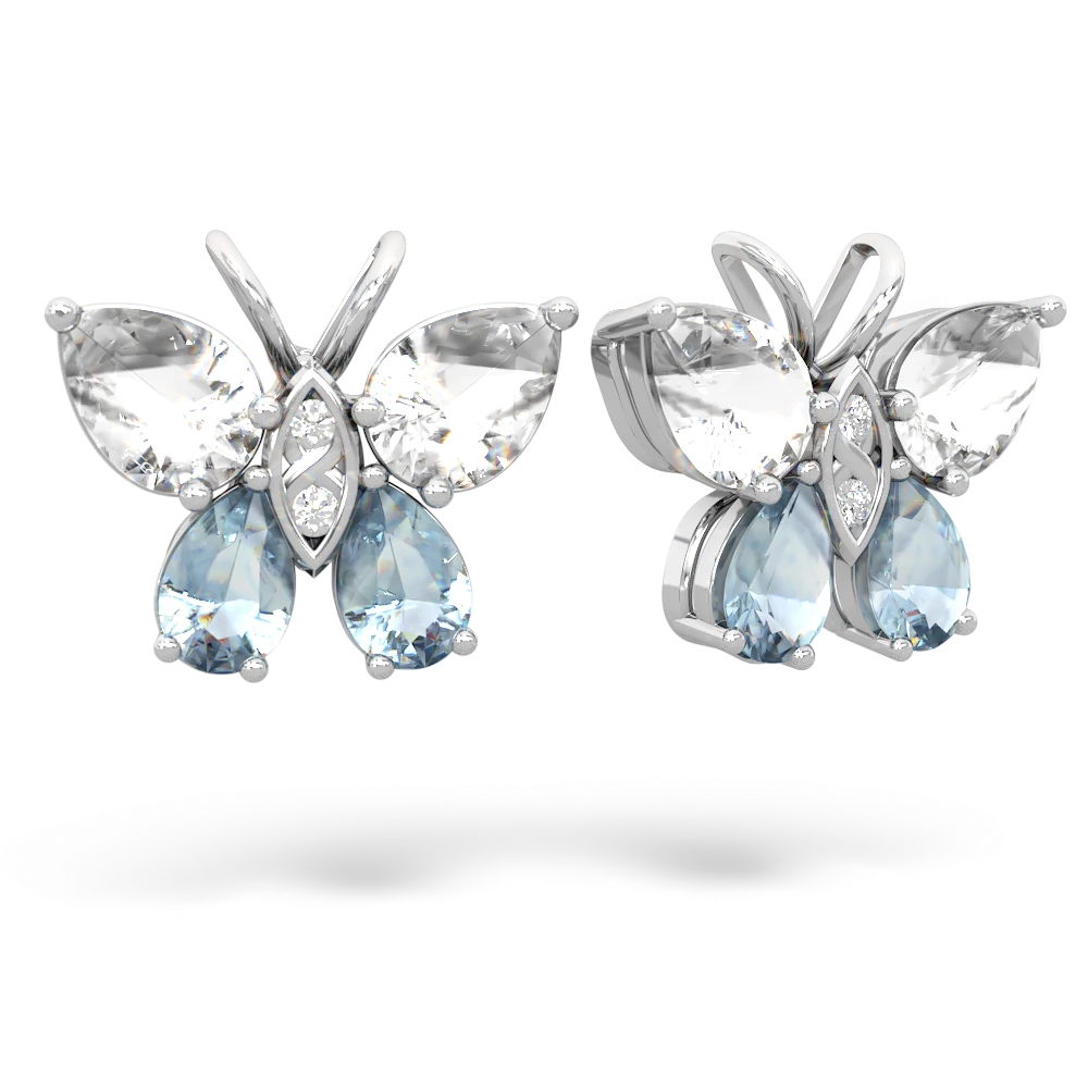 White Topaz Butterfly 14K White Gold earrings E2215