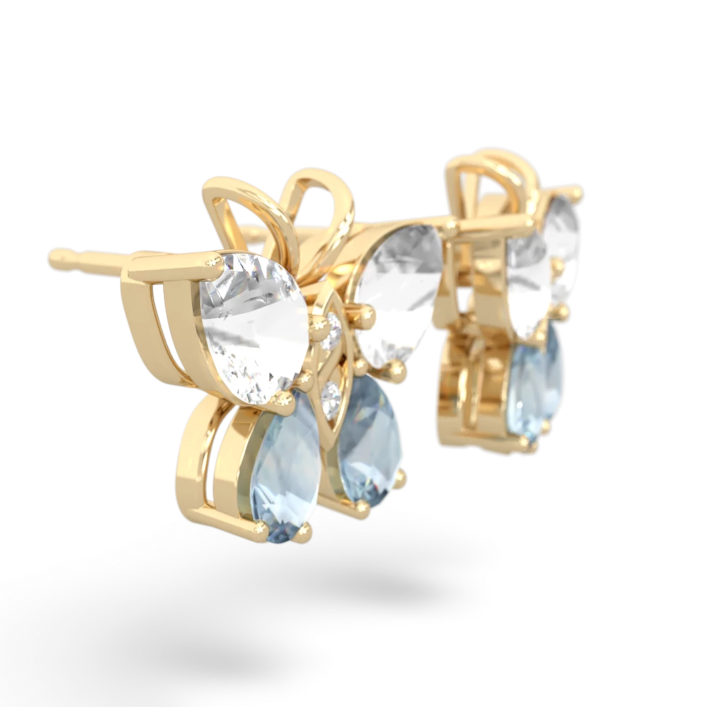 White Topaz Butterfly 14K Yellow Gold earrings E2215