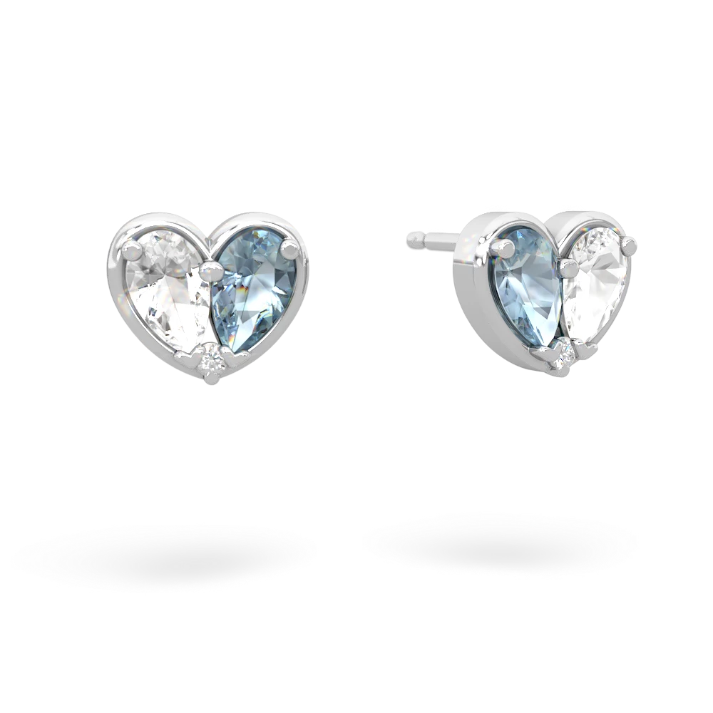 White Topaz 'Our Heart' 14K White Gold earrings E5072