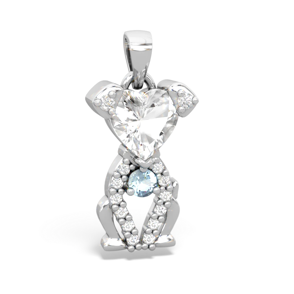 White Topaz Puppy Love 14K White Gold pendant P5800