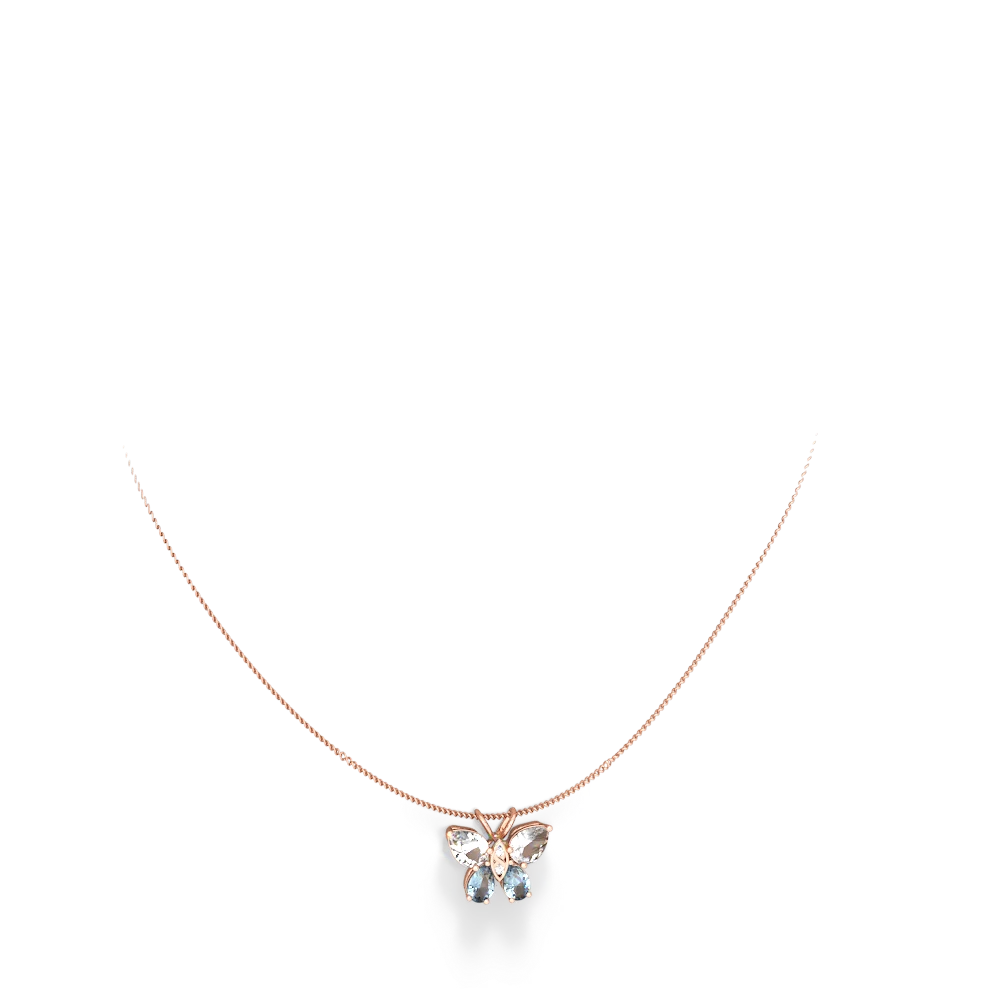 White Topaz Butterfly 14K Rose Gold pendant P2215