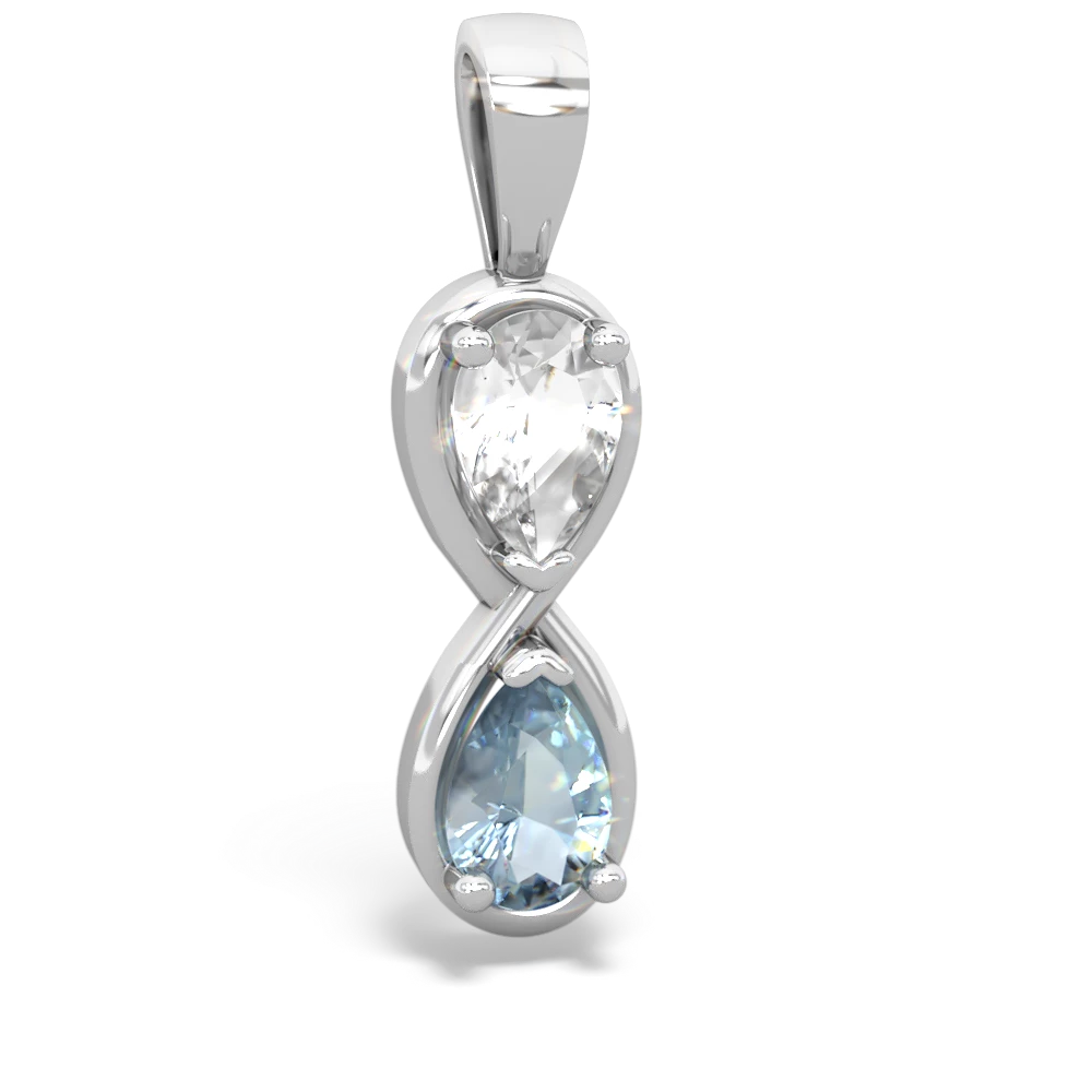 White Topaz Infinity 14K White Gold pendant P5050