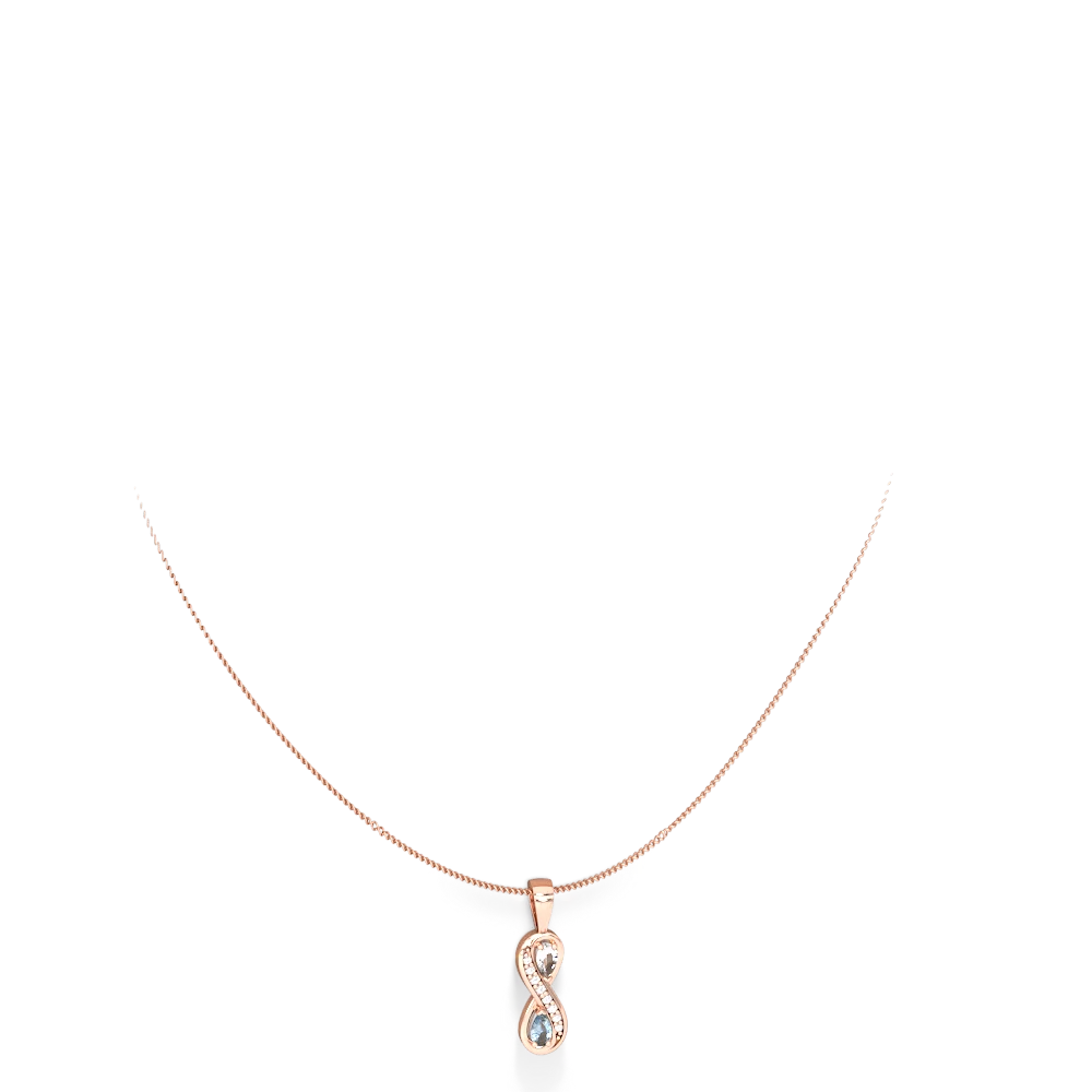 White Topaz Diamond Infinity 14K Rose Gold pendant P5390