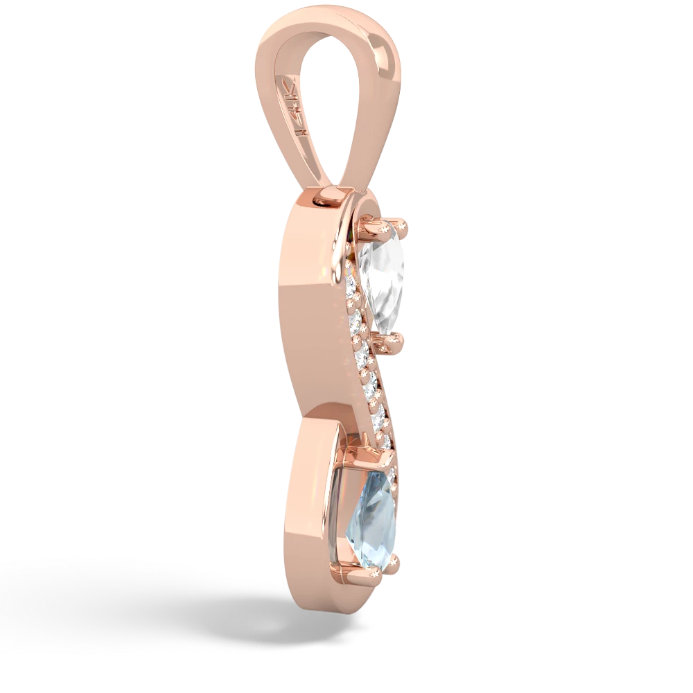 White Topaz Diamond Infinity 14K Rose Gold pendant P5390