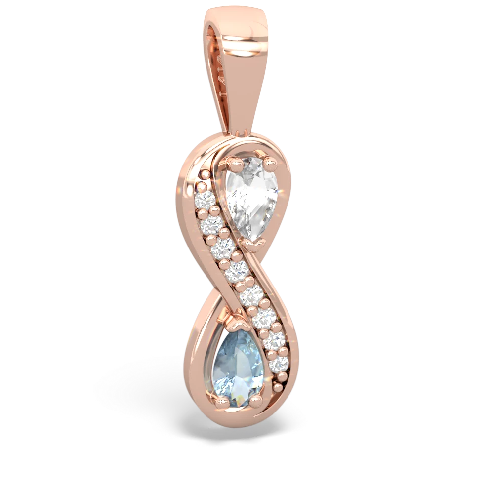 White Topaz Diamond Infinity 14K Rose Gold pendant P5390