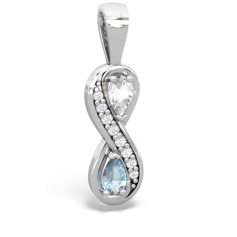 White Topaz Diamond Infinity 14K White Gold pendant P5390