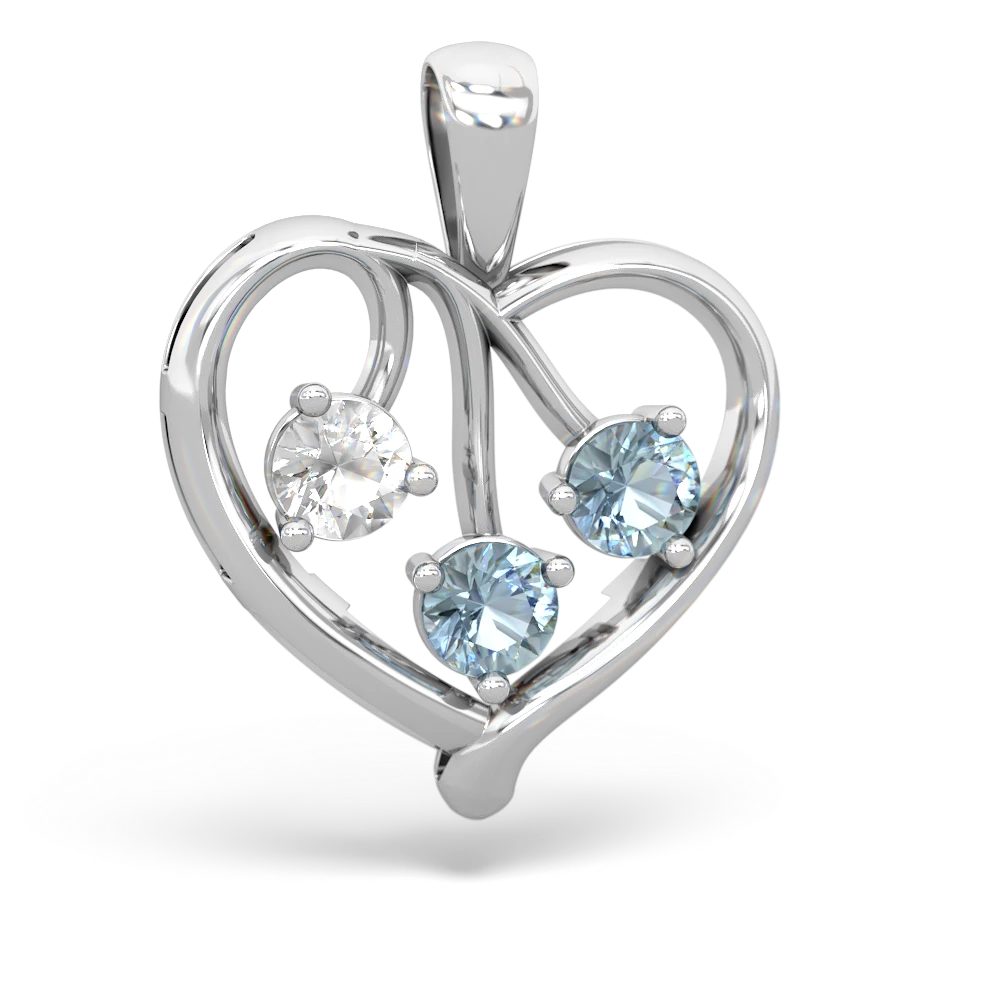 White Topaz Glowing Heart 14K White Gold pendant P2233