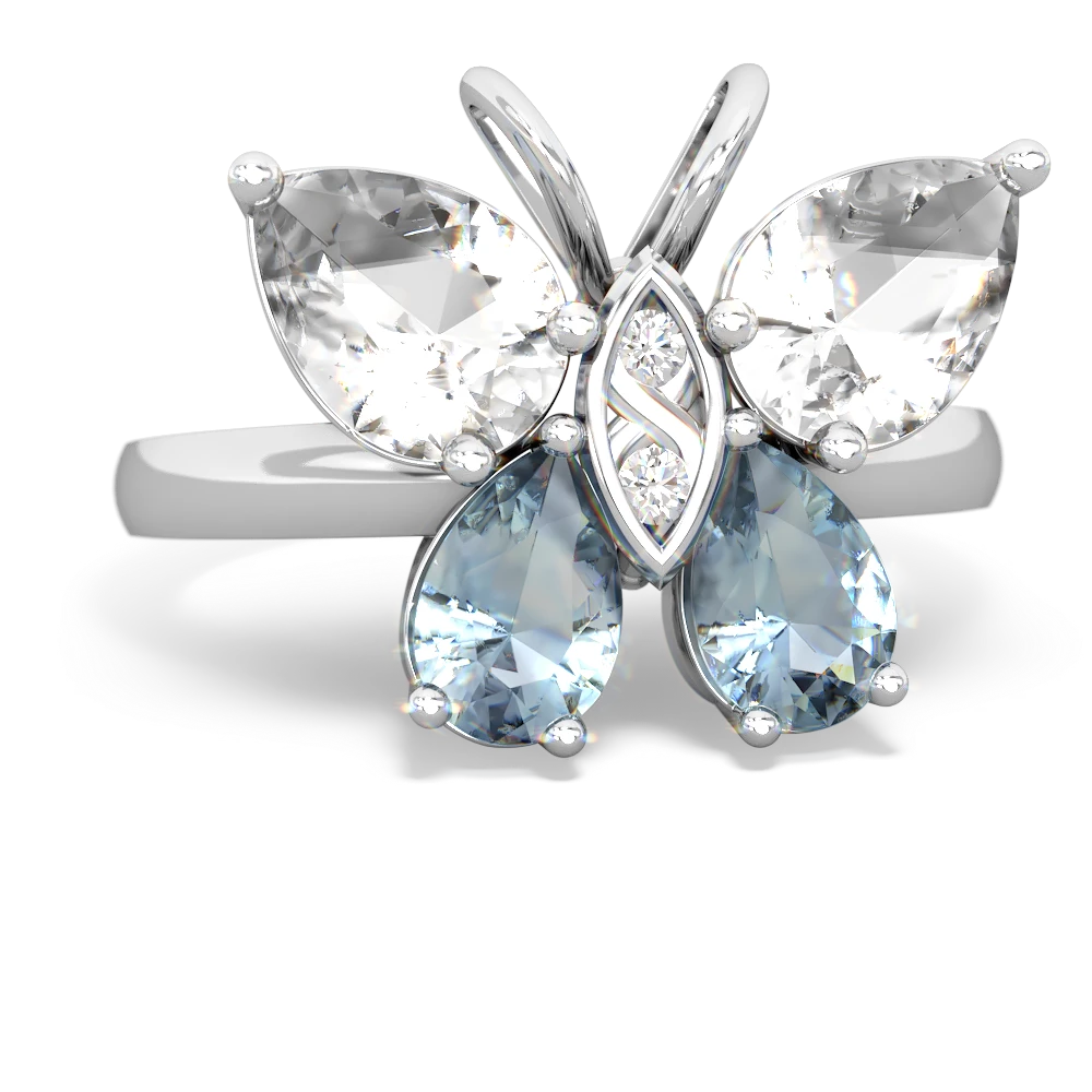 White Topaz Butterfly 14K White Gold ring R2215