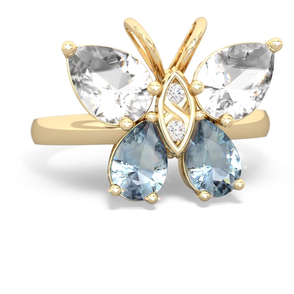 White Topaz Butterfly 14K Yellow Gold ring R2215