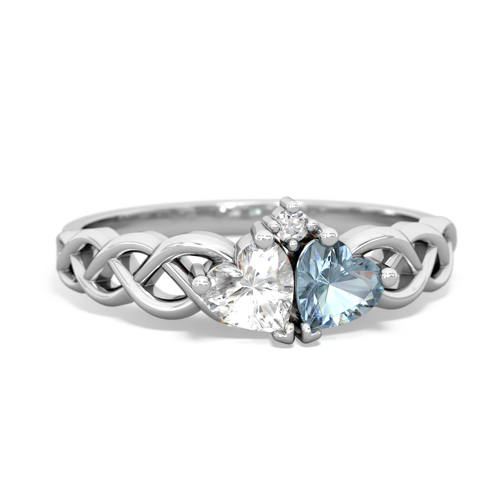 White Topaz Heart To Heart Braid 14K White Gold ring R5870