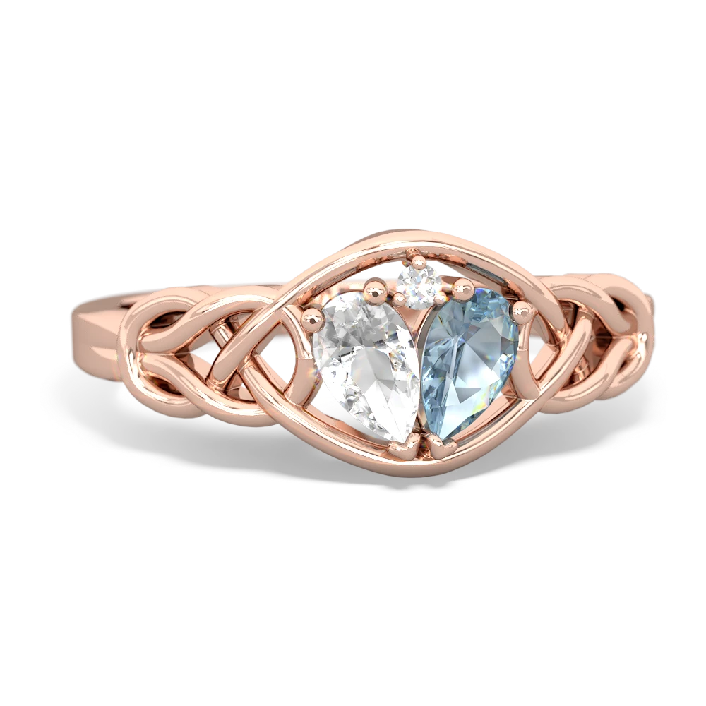 White Topaz Celtic Love Knot 14K Rose Gold ring R5420