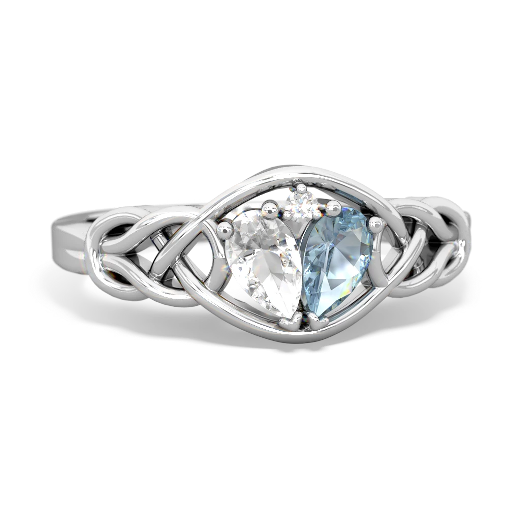 White Topaz Celtic Love Knot 14K White Gold ring R5420