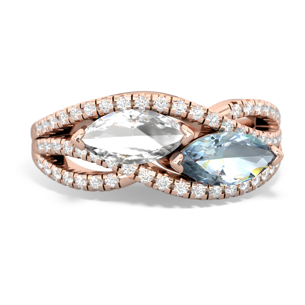 White Topaz Diamond Rivers 14K Rose Gold ring R3070