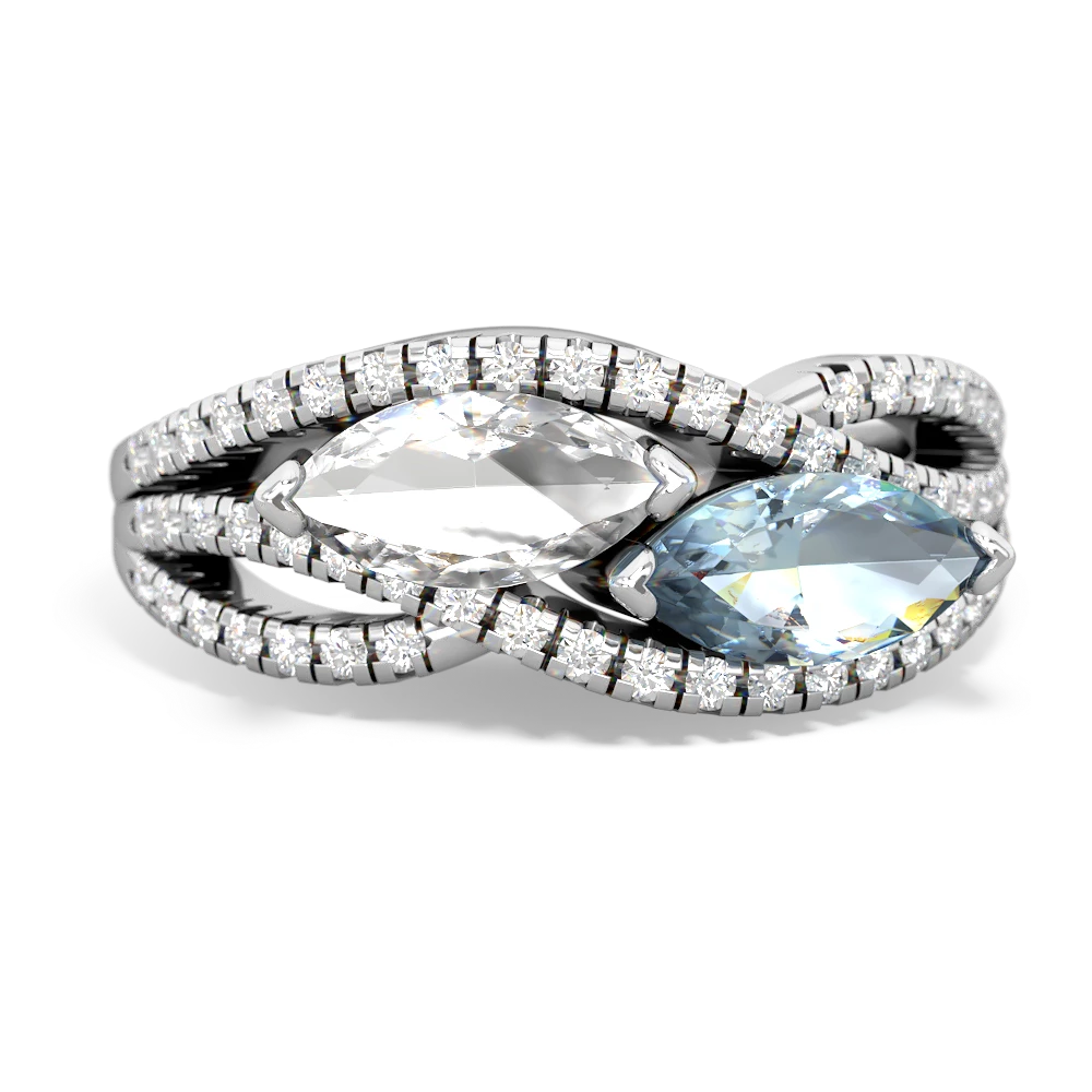 White Topaz Diamond Rivers 14K White Gold ring R3070