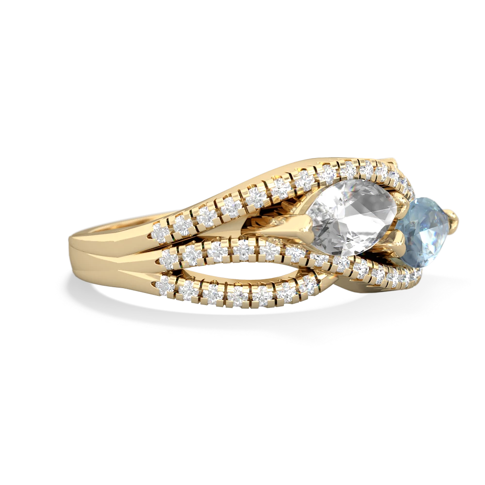 White Topaz Diamond Rivers 14K Yellow Gold ring R3070