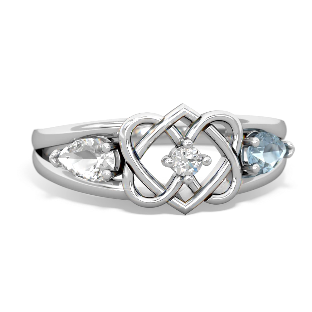 White Topaz Hearts Intertwined 14K White Gold ring R5880