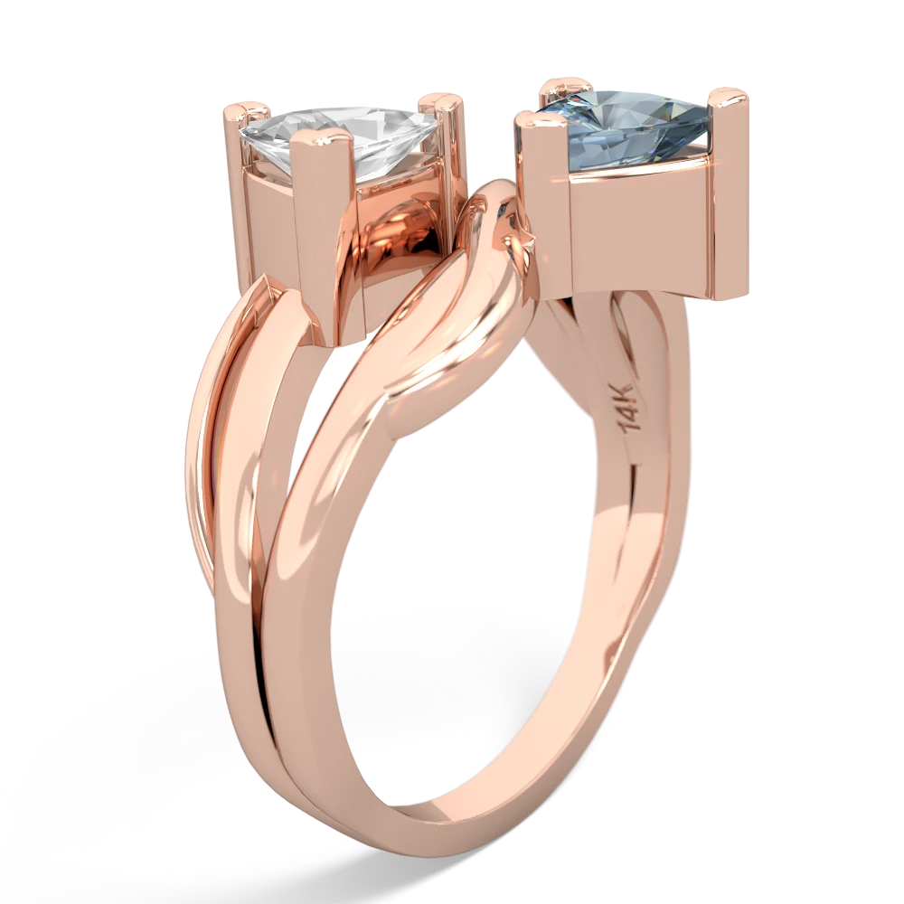 White Topaz Split Band Swirl 14K Rose Gold ring R2341