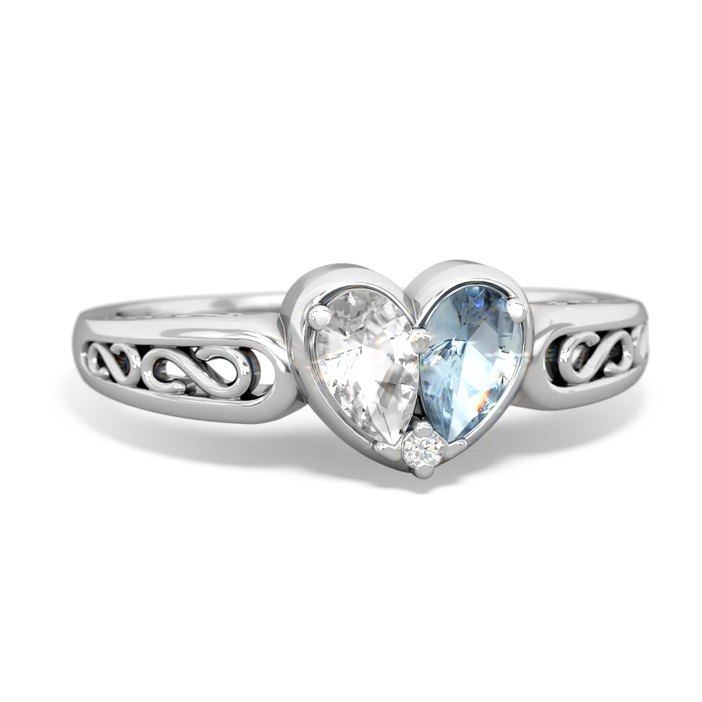 White Topaz Filligree 'One Heart' 14K White Gold ring R5070