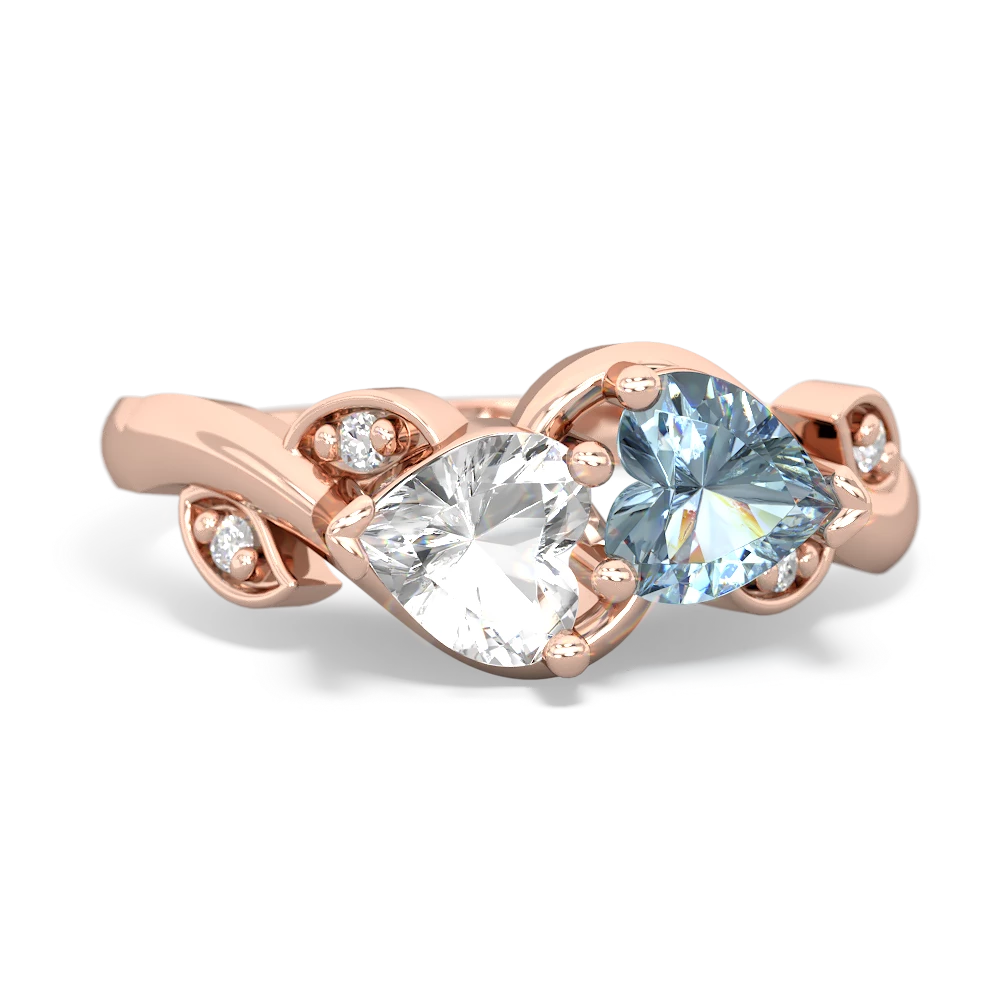 White Topaz Floral Elegance 14K Rose Gold ring R5790