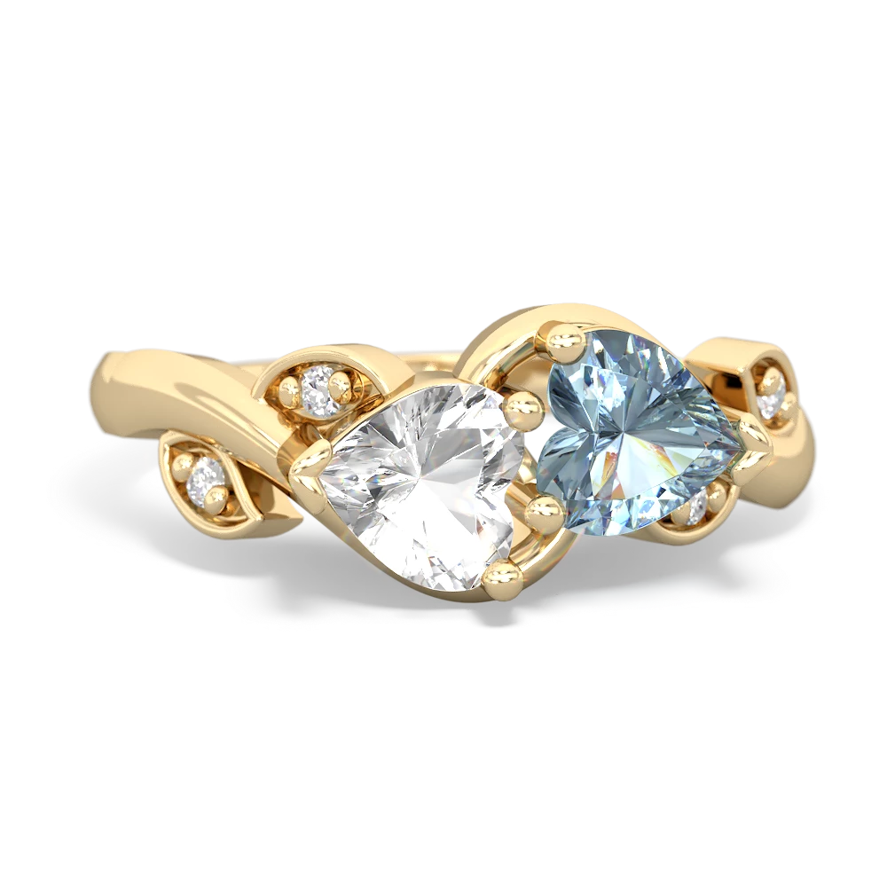 White Topaz Floral Elegance 14K Yellow Gold ring R5790