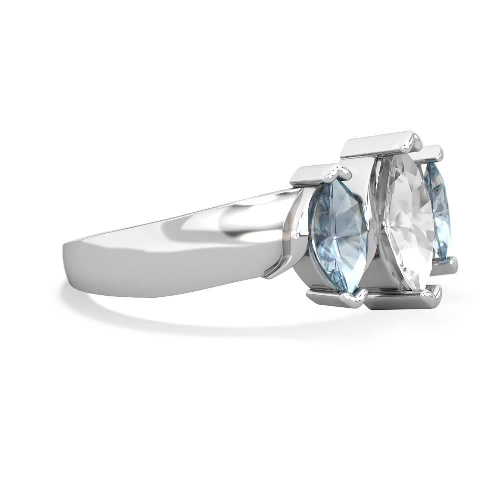 White Topaz Three Peeks 14K White Gold ring R2433