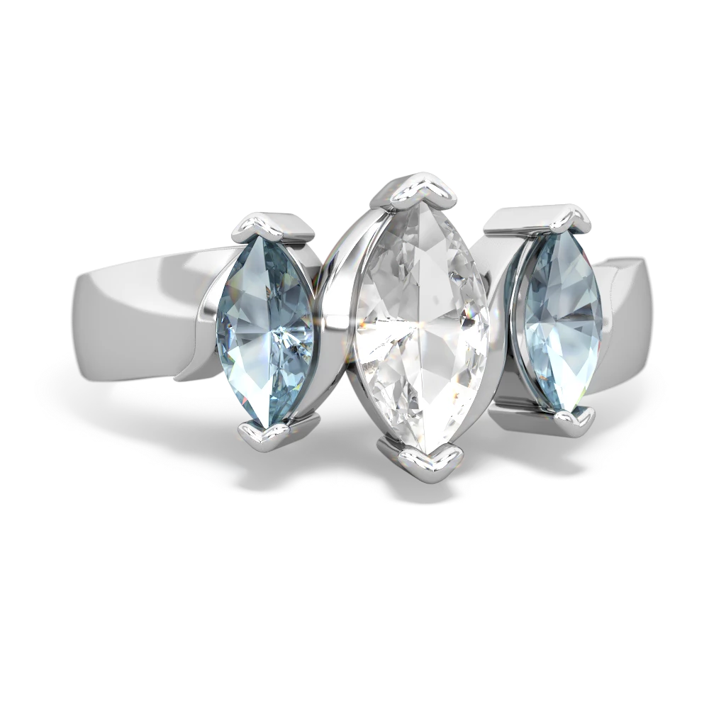 White Topaz Three Peeks 14K White Gold ring R2433