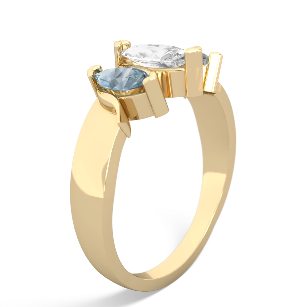 White Topaz Three Peeks 14K Yellow Gold ring R2433