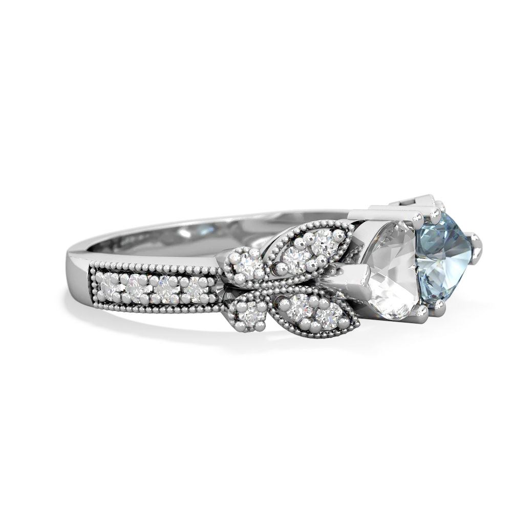 White Topaz Diamond Butterflies 14K White Gold ring R5601