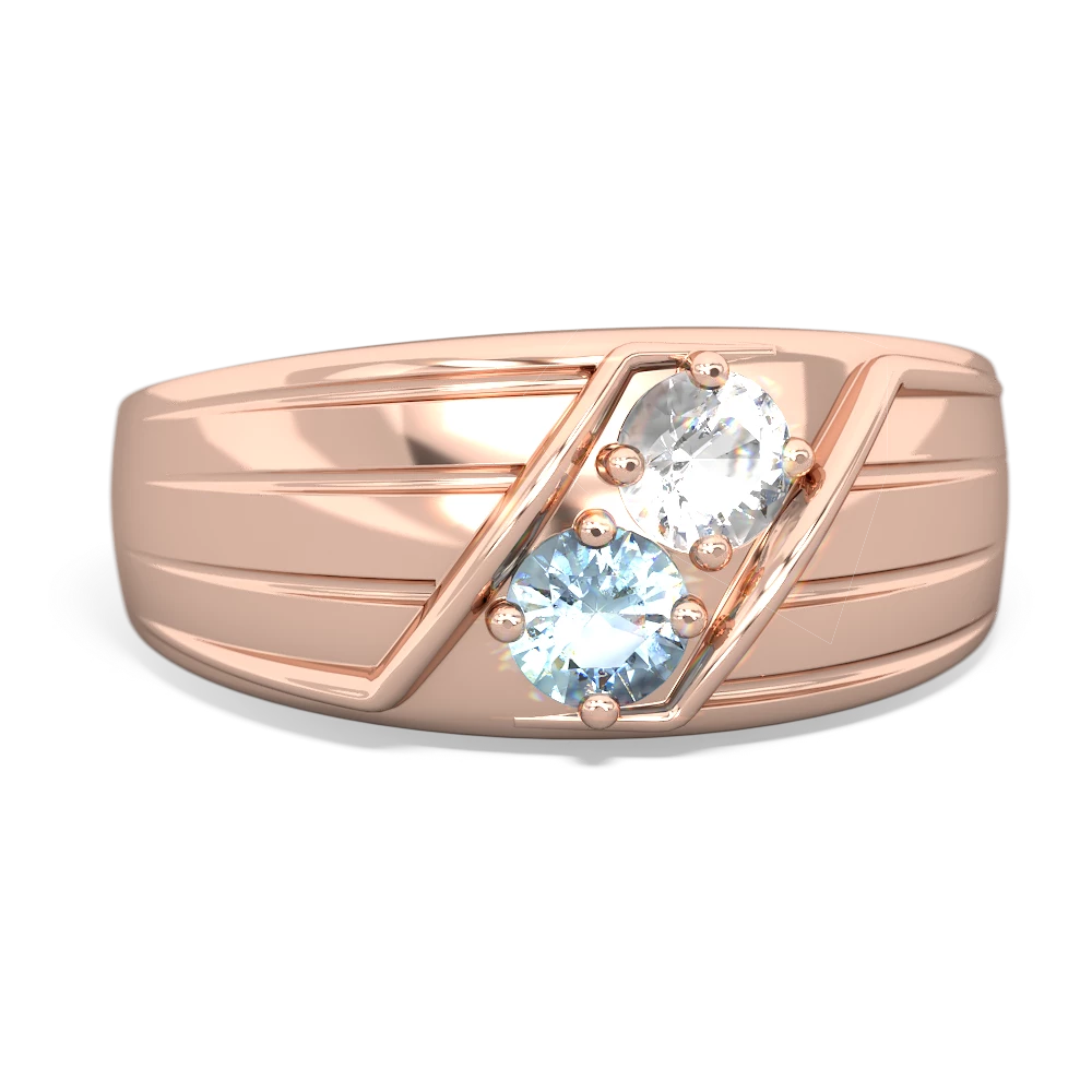 White Topaz Men's Streamline 14K Rose Gold ring R0460