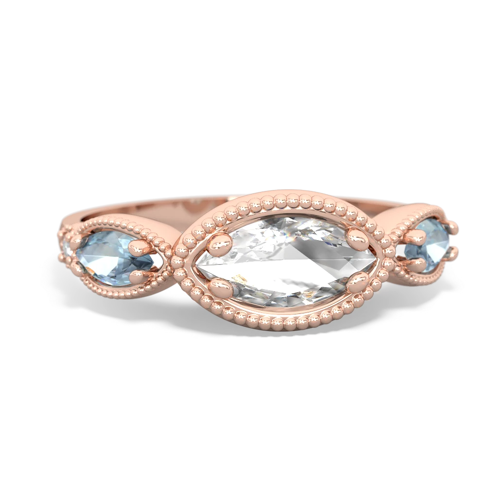 White Topaz Milgrain Marquise 14K Rose Gold ring R5700