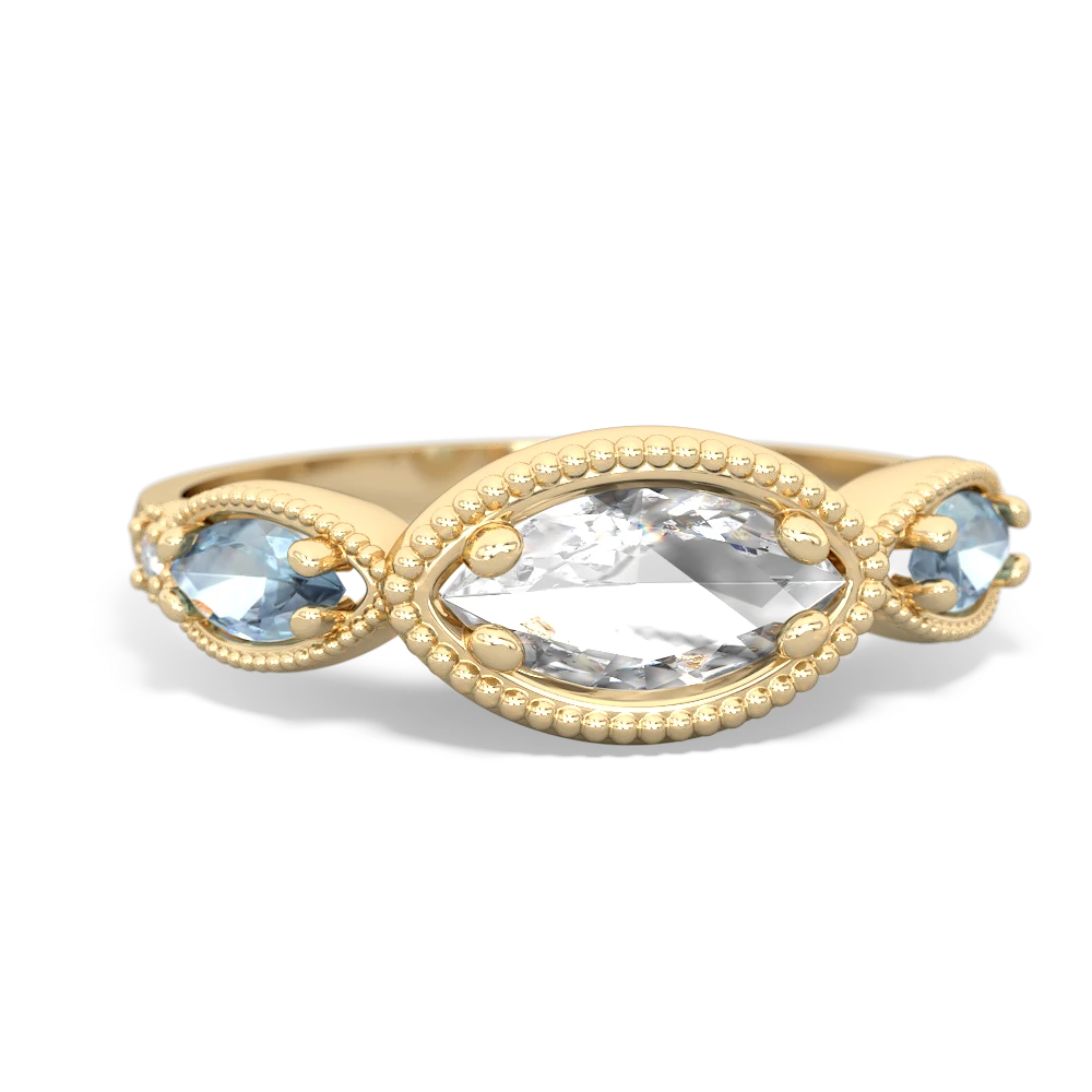 White Topaz Milgrain Marquise 14K Yellow Gold ring R5700