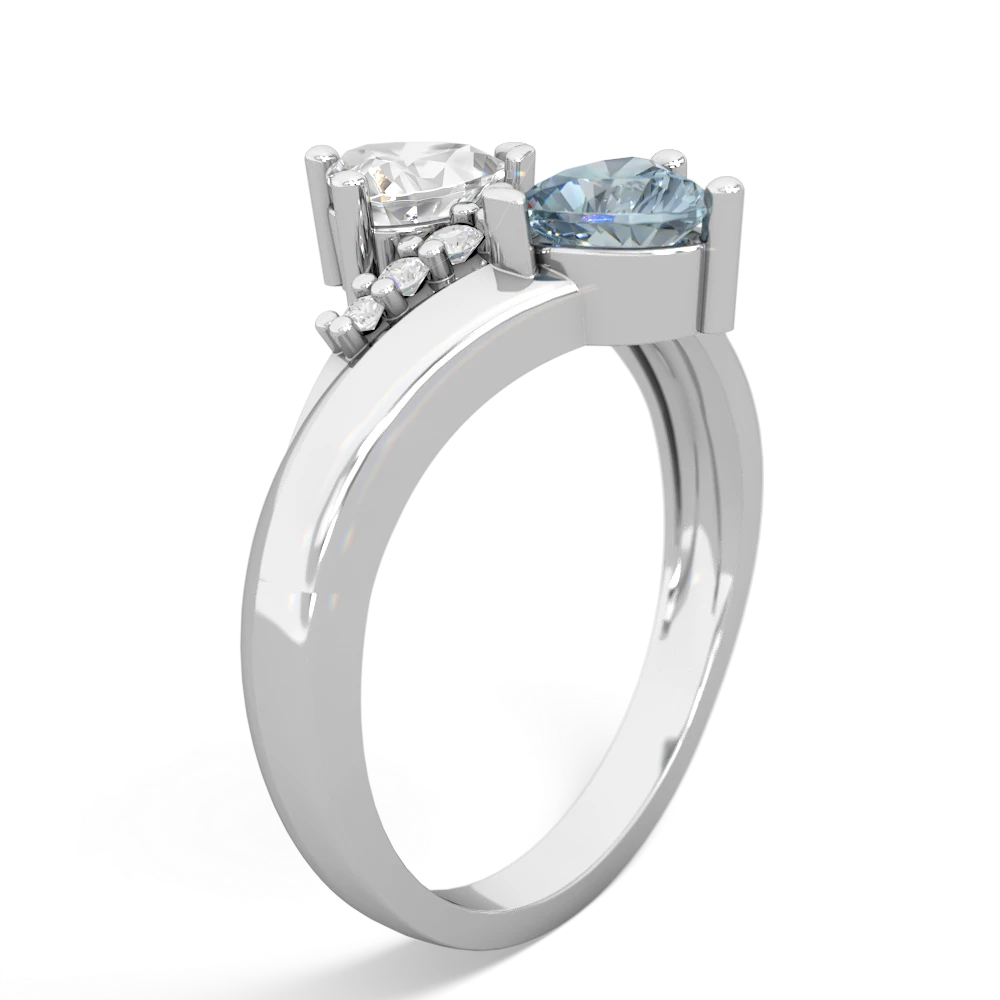 White Topaz Heart To Heart 14K White Gold ring R2064