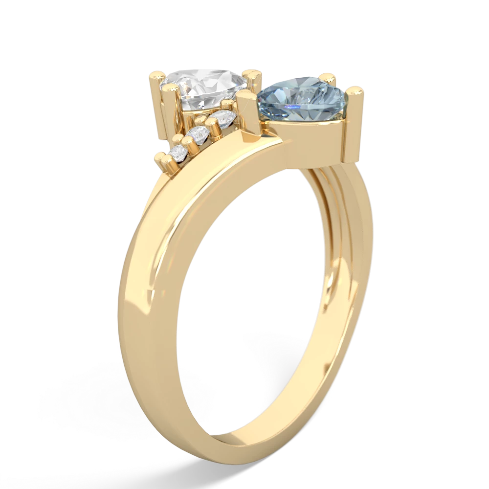 White Topaz Heart To Heart 14K Yellow Gold ring R2064