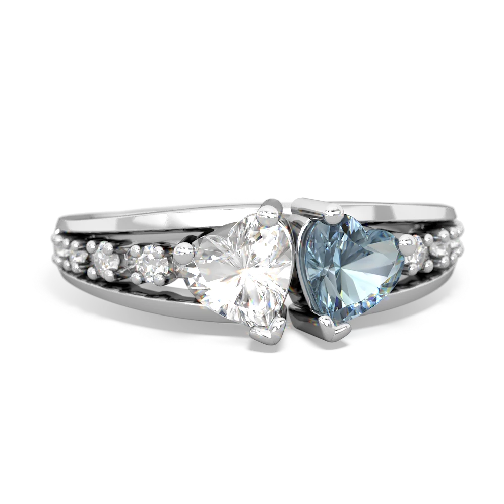 White Topaz Heart To Heart 14K White Gold ring R3342