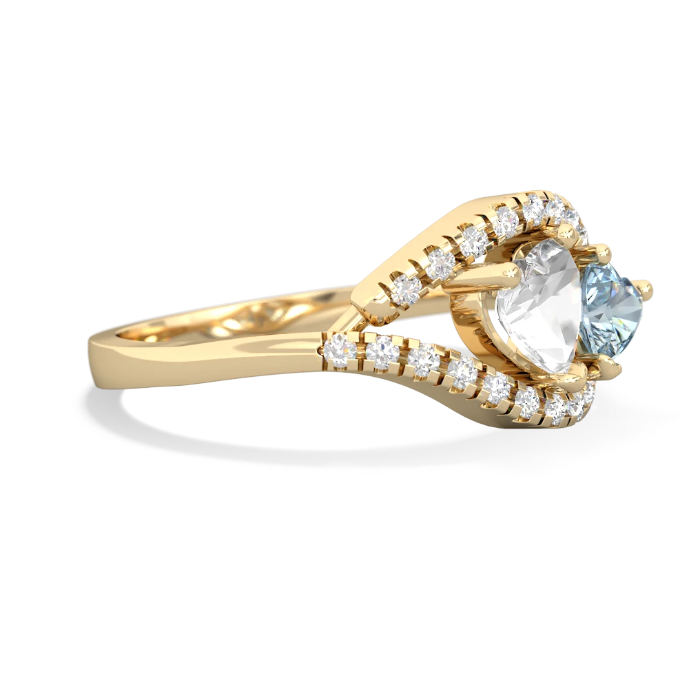 White Topaz Mother And Child 14K Yellow Gold ring R3010