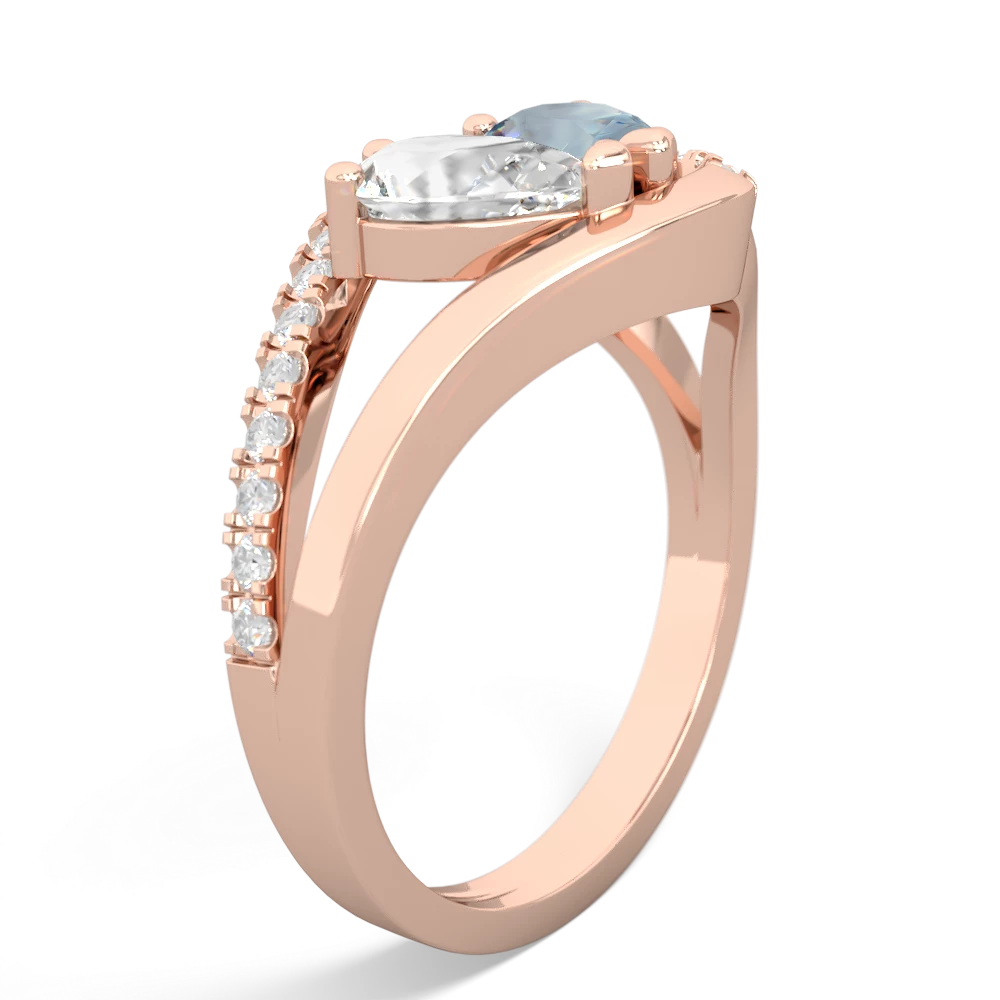 White Topaz Nestled Heart Keepsake 14K Rose Gold ring R5650