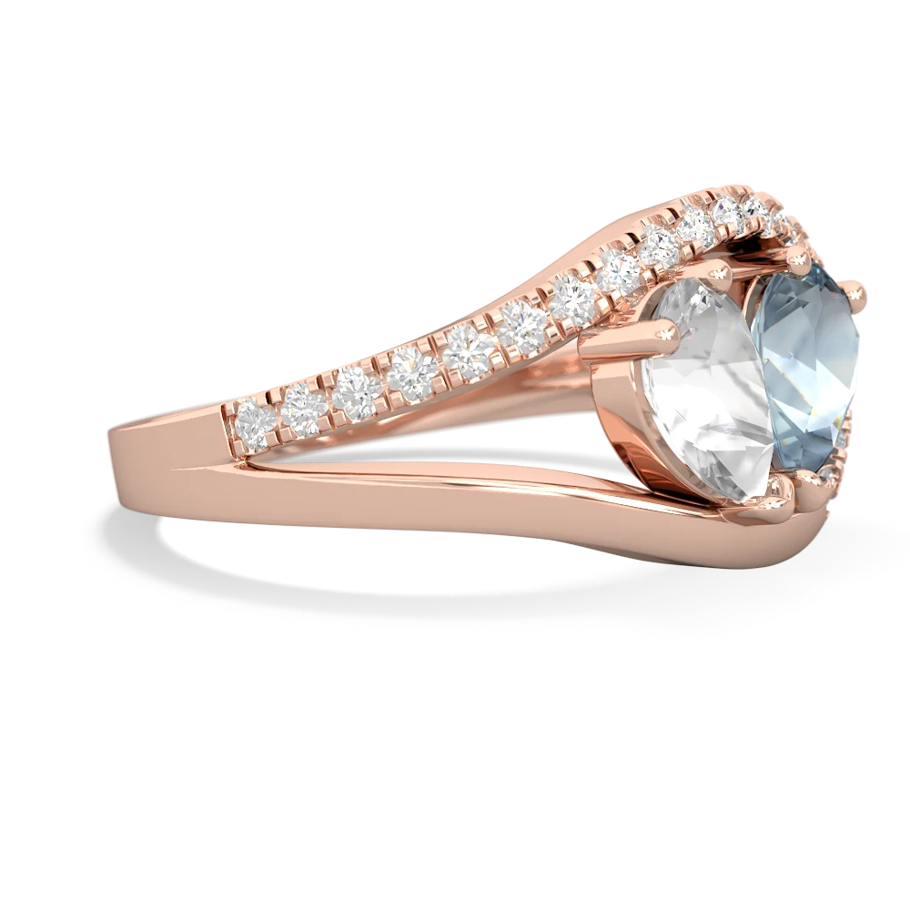 White Topaz Nestled Heart Keepsake 14K Rose Gold ring R5650