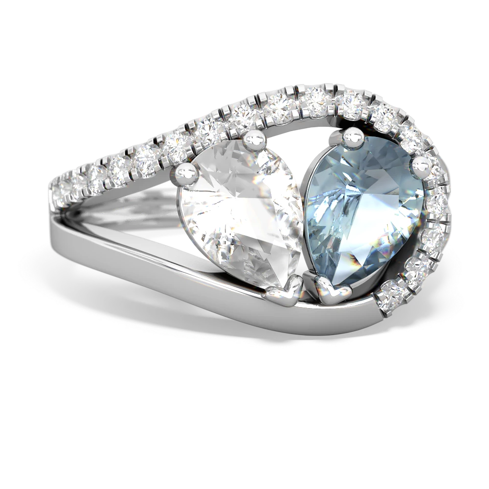 White Topaz Nestled Heart Keepsake 14K White Gold ring R5650