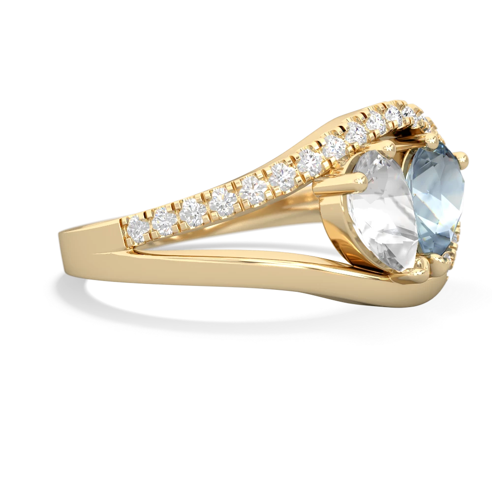 White Topaz Nestled Heart Keepsake 14K Yellow Gold ring R5650