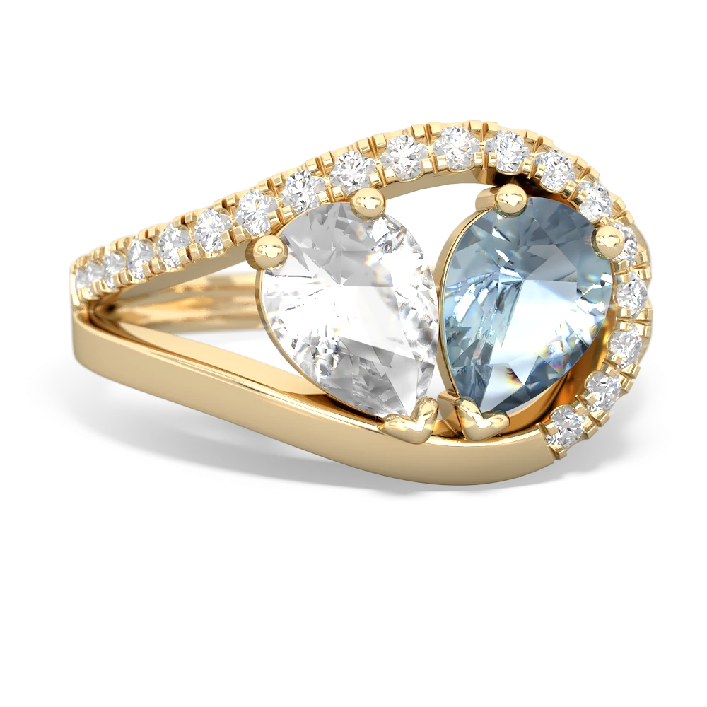 White Topaz Nestled Heart Keepsake 14K Yellow Gold ring R5650