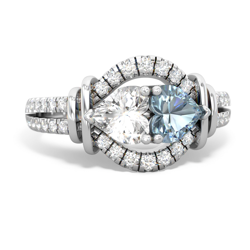 White Topaz Art-Deco Keepsake 14K White Gold ring R5630