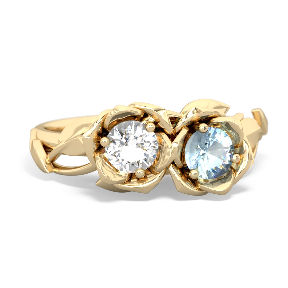 White Topaz Rose Garden 14K Yellow Gold ring R5510