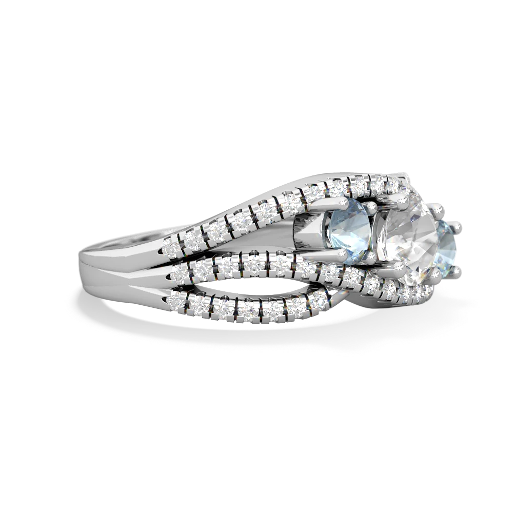 White Topaz Three Stone Aurora 14K White Gold ring R3080