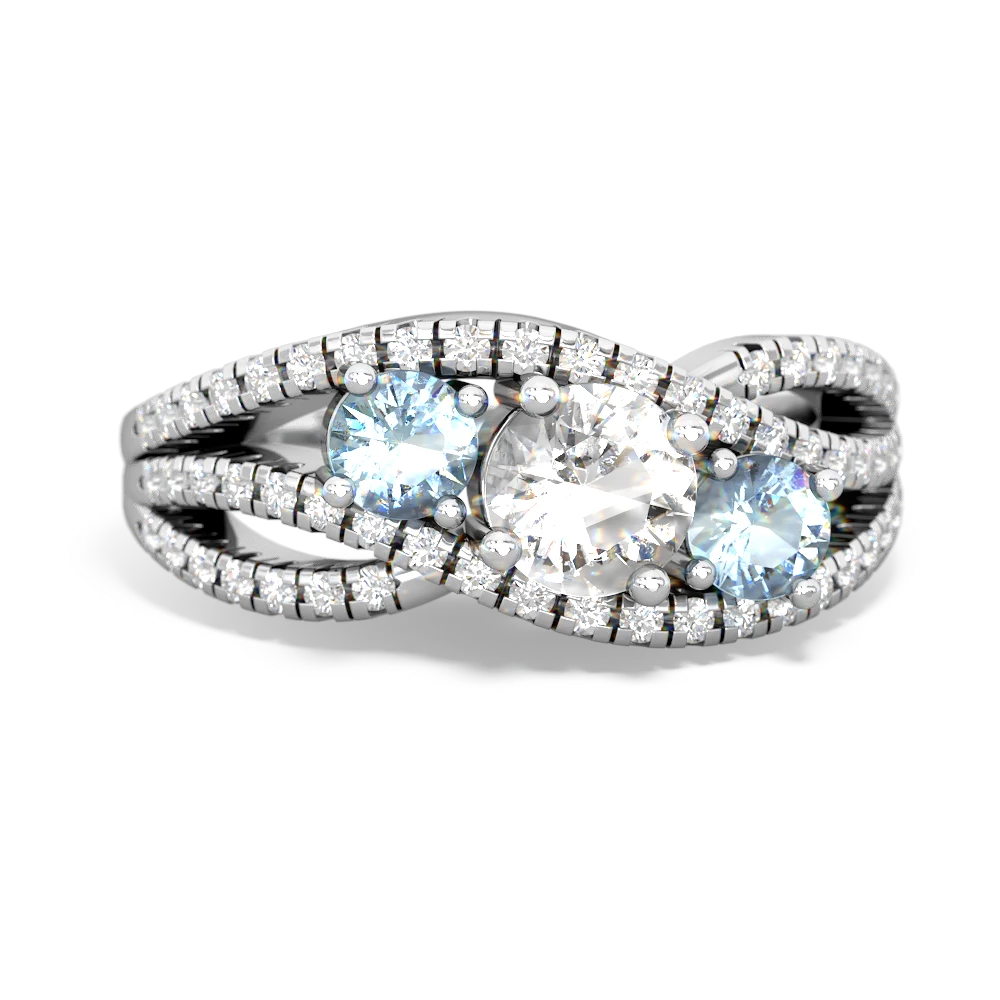 White Topaz Three Stone Aurora 14K White Gold ring R3080