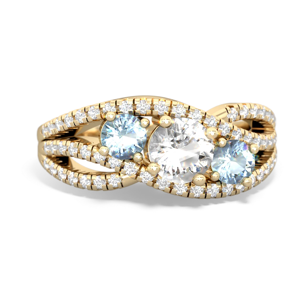 White Topaz Three Stone Aurora 14K Yellow Gold ring R3080