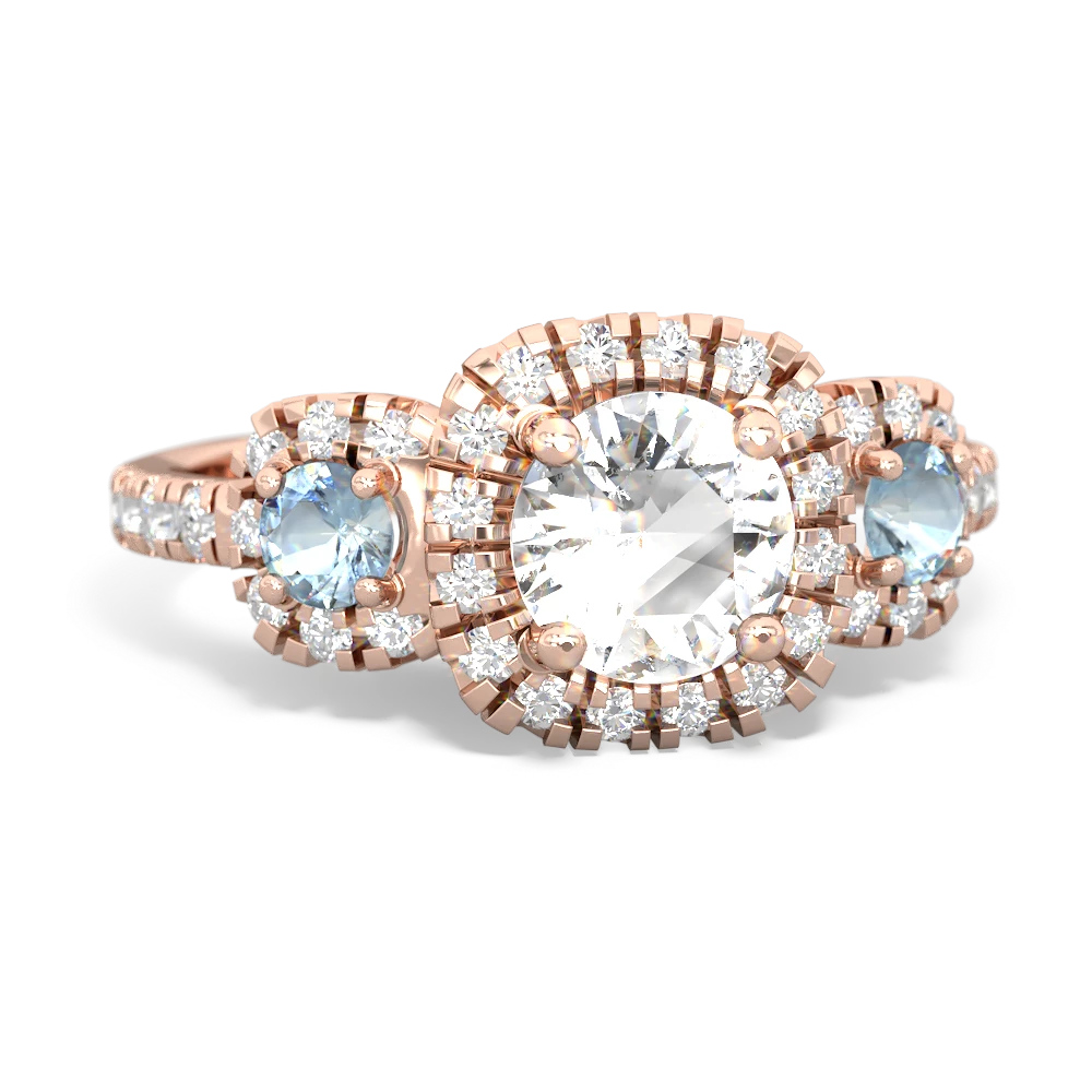 White Topaz Regal Halo 14K Rose Gold ring R5350