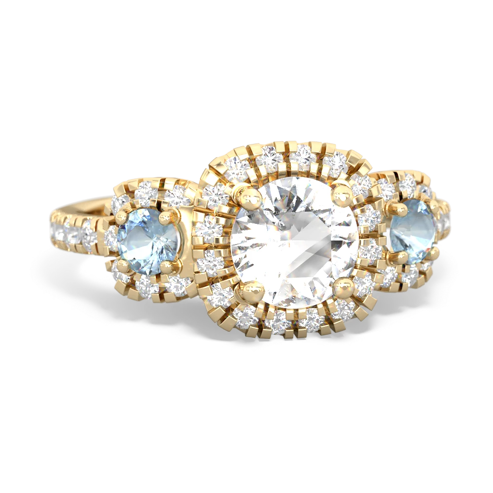 White Topaz Regal Halo 14K Yellow Gold ring R5350