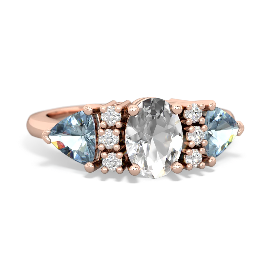 White Topaz Antique Style Three Stone 14K Rose Gold ring R2186