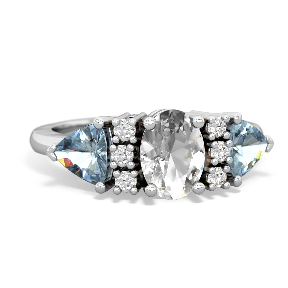 White Topaz Antique Style Three Stone 14K White Gold ring R2186